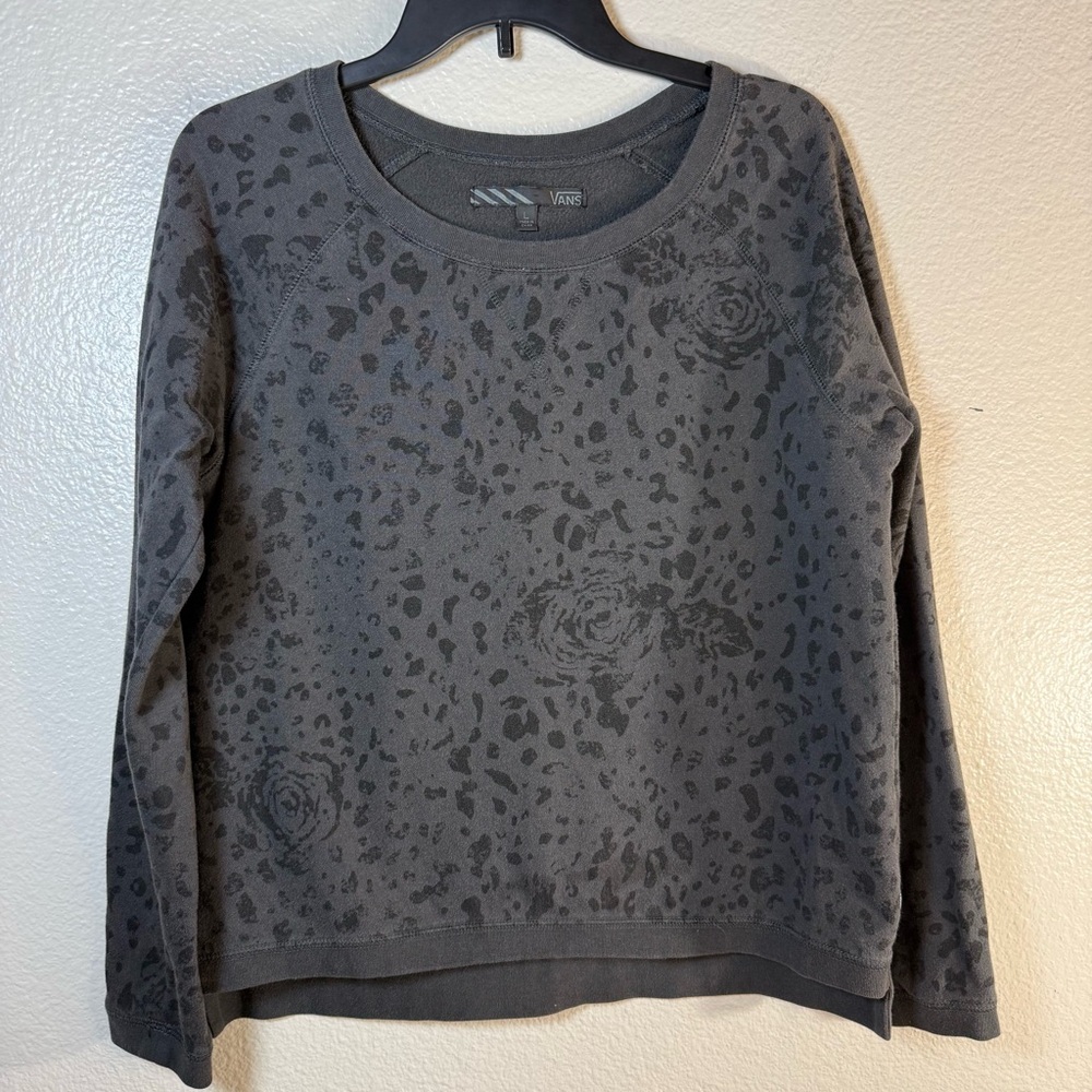Vans Gray Leopard Print Sweatshirt SZ:L